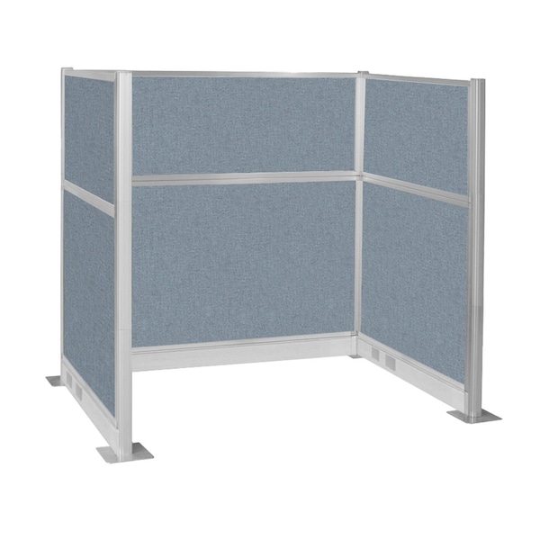 Pre-Configured Hush Panel Electric Cubicle (U Shape) 6' x 4' Powder Blue Fabric